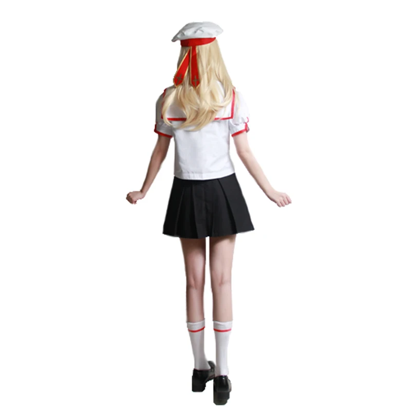 Fate/kaleid liner Prisma Illya Illyasviel von Einzbern Miyu Edelfelt summer school uniform Cosplay Costume with hat and socks