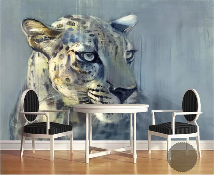 

8D Papel Leopard Animal Murals 3d Animal Wallpaper Mural for Living Room Background 3d Wall Photo Murals Wall paper 3d Stickers