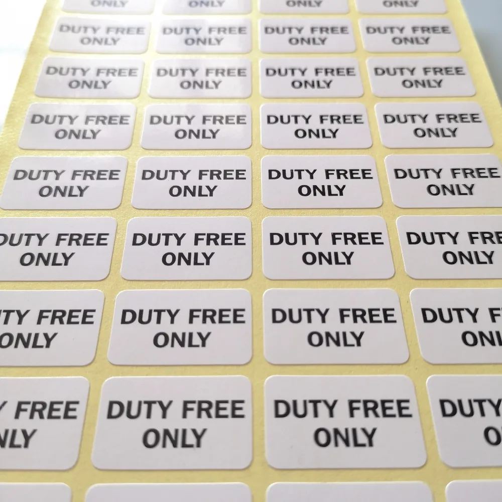 1200 Stück 25 x 15 mm NUR DUTY FREE Selbstklebender, glänzender Kunstdruckpapieraufkleber für Duty-Free-Store-Werbung, steuerfreie Einkaufsprodukte – Detail 3
