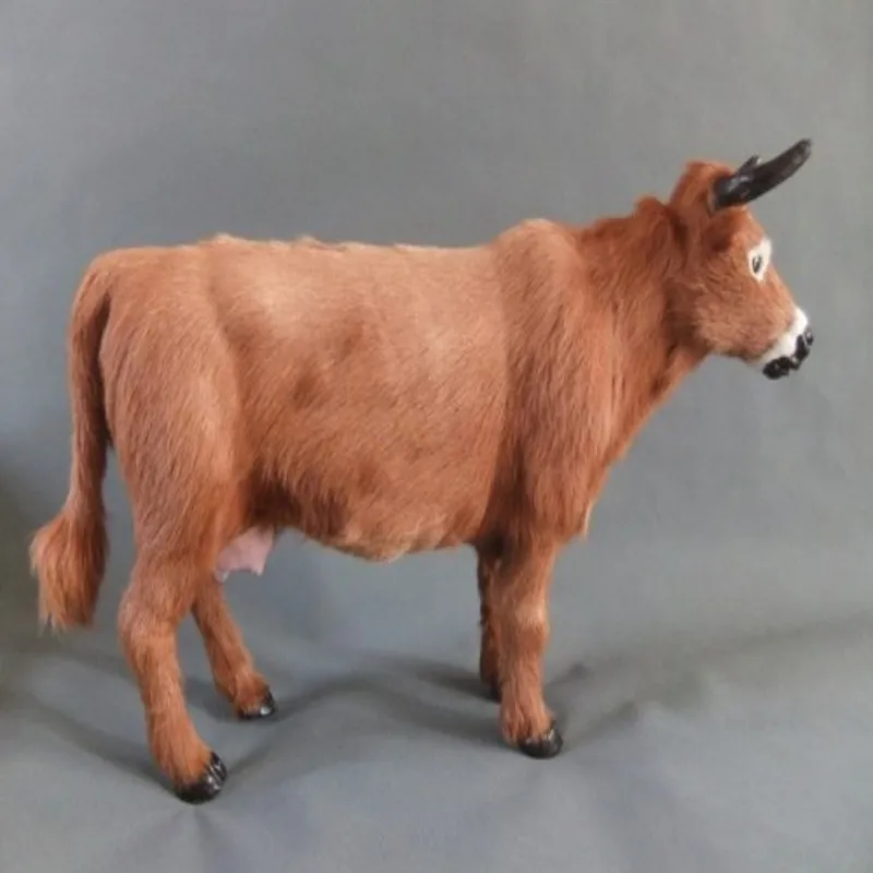 big creative simulation cow toy resin&fur handicraft cow doll gift about 46x29cm 2526