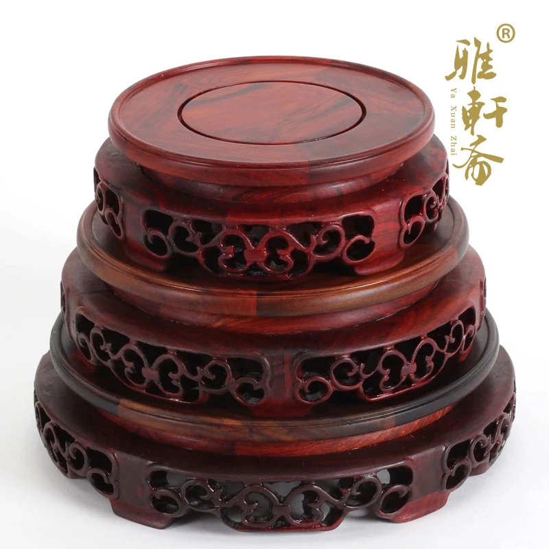 A Zhai wood carving stone teapot TZ] red rosewood rosewood handicrafts circular base