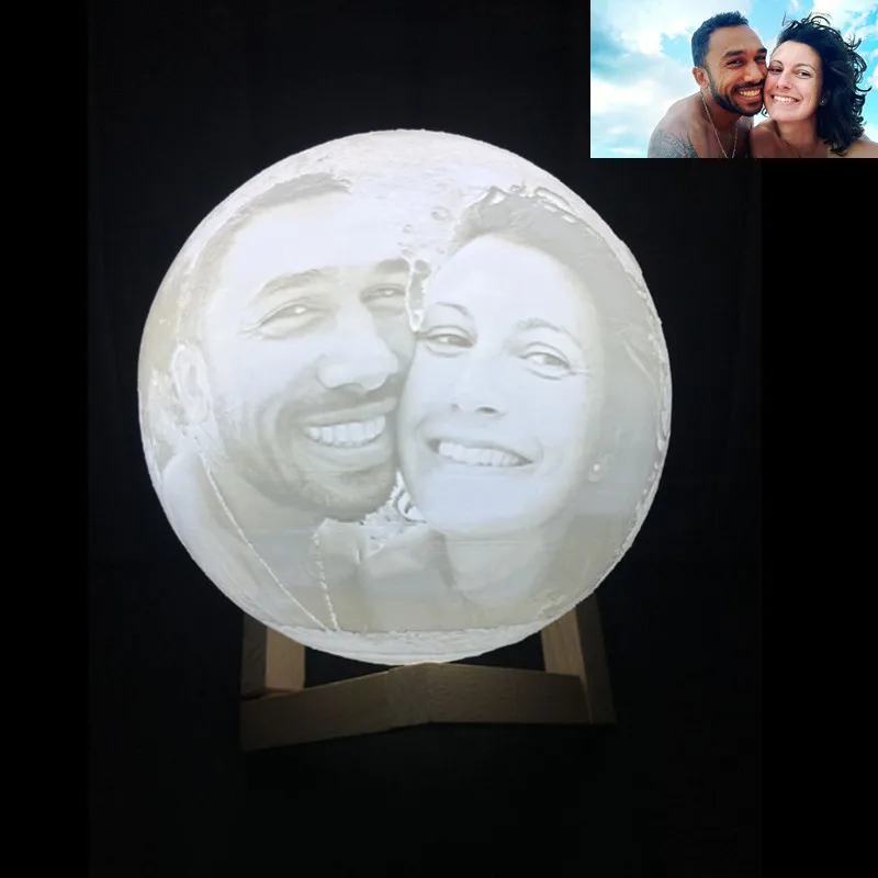 Drop Ship Personality Customized 3D Printing Moon Light USB Charging Photo Custom Moon Night Lamp 2/16 colors Touch Switch