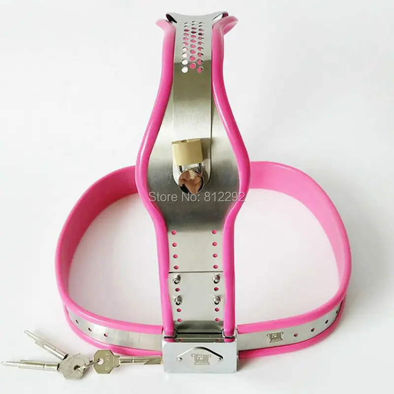 Stainless Steel Pink Chastity Belt Enforcer Chastity Device BDSM Sex Toys Female Chastity Belt Adjustable For Women Metal Underw