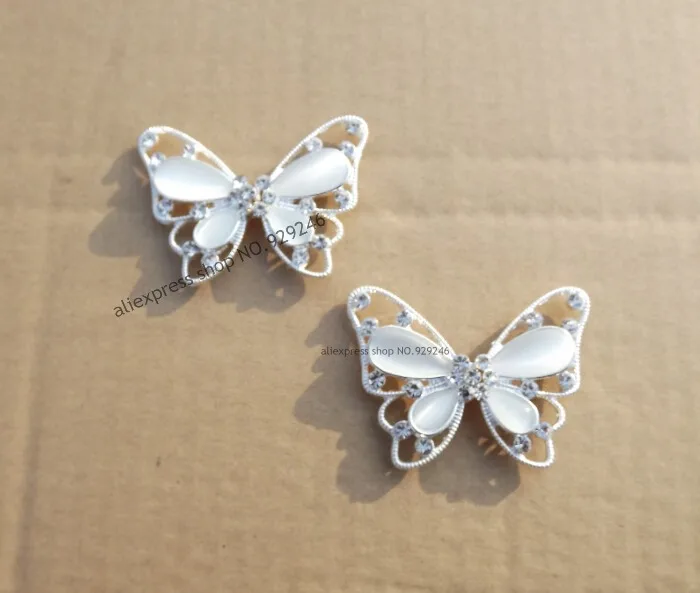 cute butterfly opal rhinestone hasp for sweaters silver garment combined buckle for fur coat ornaments clothes dress accessory