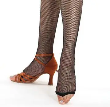 Adult Women Black Tan Nude Professional Spandex Cheap Ballroom Latin Dance Tights Seamless Thong Open Toe Fishnet Dance Tights