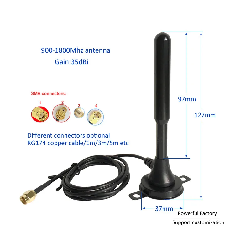 

35dbi Omnidirectional Copper Magnetic Antenna with GSM / 3G 2.4G Wifi 315Mhz LTE 4G Default 3M Cable SMA Male 1PCS