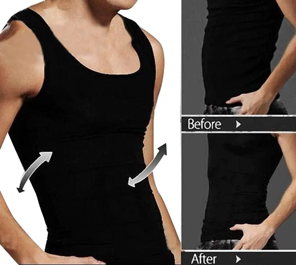 Men Tight Slimming Body Shapewear Vest Shirt Abs Abdomen Slim Tummy Belly Slim Body Shaper Underwear Vest Undershirt