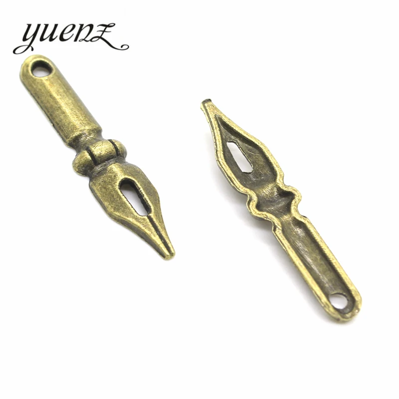 YuenZ 15pcs Antique silver color alloy pen Charms Pendants Necklace Beads for DIY Big Hole Beads Bracelets Charms 32*7mm J101