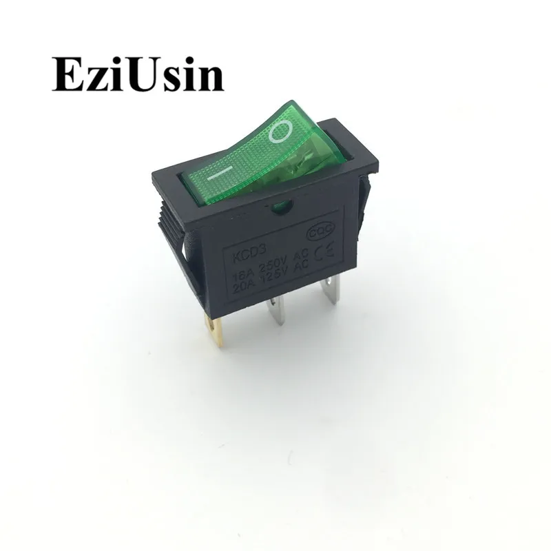 1pcs On-Off KCD3-101N 3Pin Green Red Light Boat Car Rocker Switch 16A 250V 20A 125V AC Button KCD3 KCD8-211N