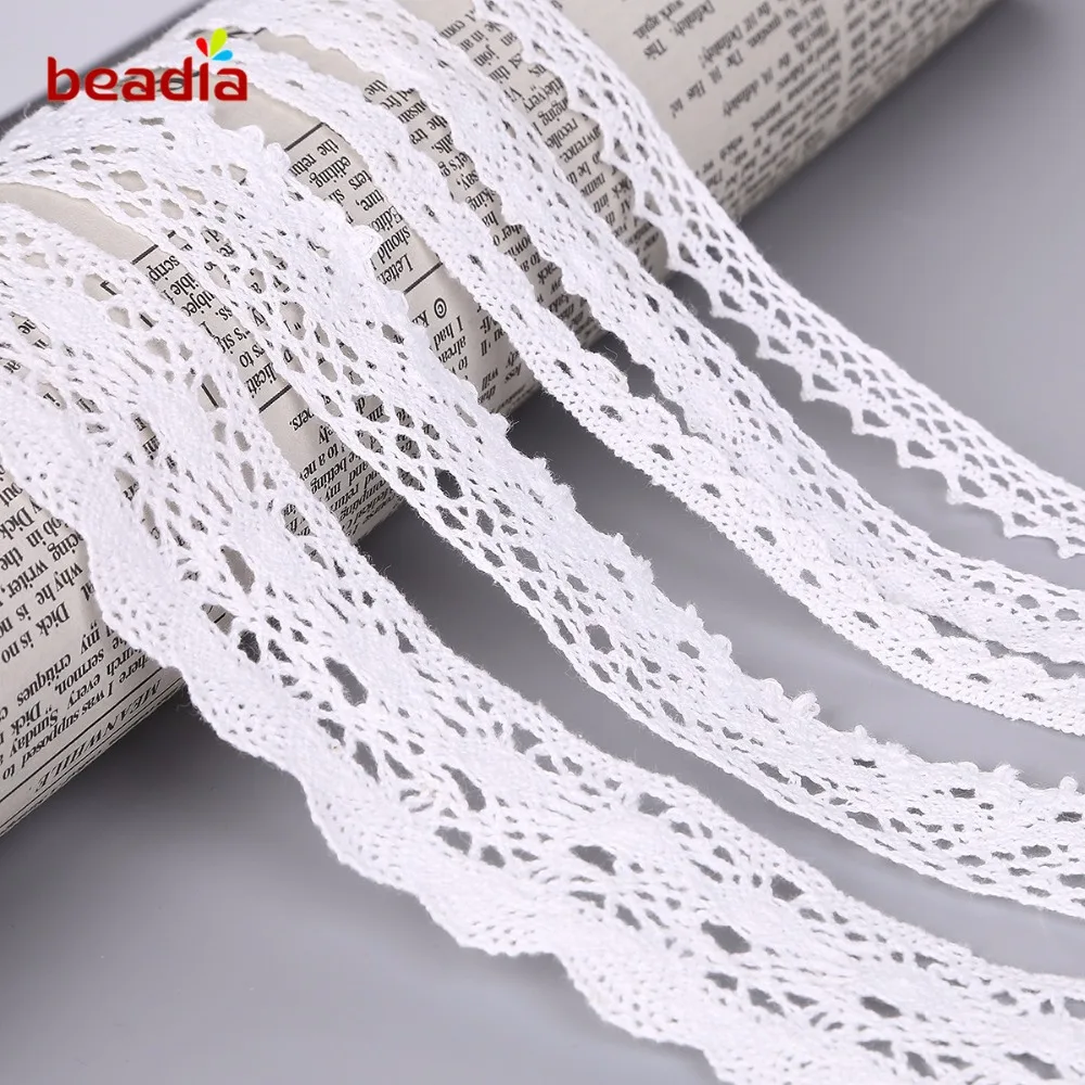 New! Apparel Sewing Fabric 5 Yards DIY Ivory White Black Trim Cotton Crocheted Lace Fabric Ribbon Handmade Accessories Craft