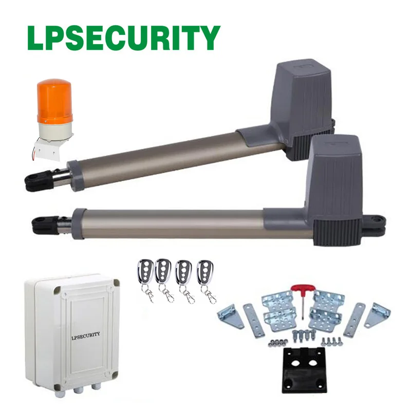 LPSECURITY 4 remote controls Swing Gate Opener Electrical gate motors for swing gate linear actuator with optional parts