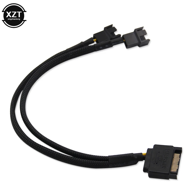 SATA 15Pin to 1 2 * 3Pin / 4Pin Computer Cooling Fan Splitter Hub Converter Adapter PWM Temperature Power Cable