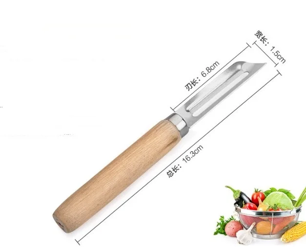 1PC Stainless Steel Cutter Vegetable Fruit Apple Slicer with Wood Handle Potato Peeler Parer Tool EKX 197