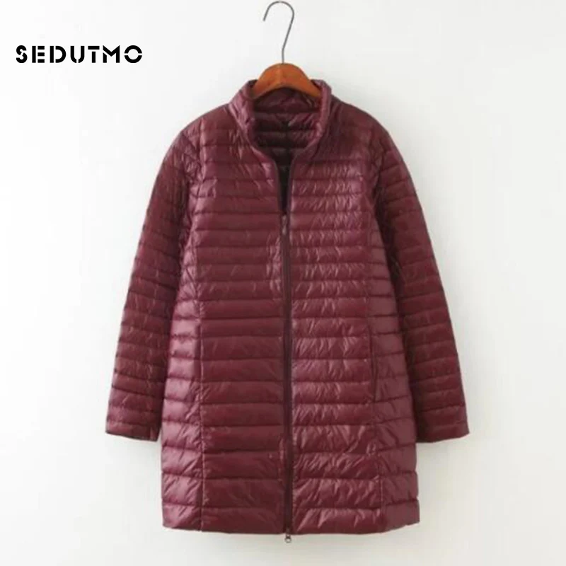 SEDUTMO Winter Down Jackets Women Long Ultra Light Duck Down Coat Slim Puffer Jacket  Autumn Parkas ED619