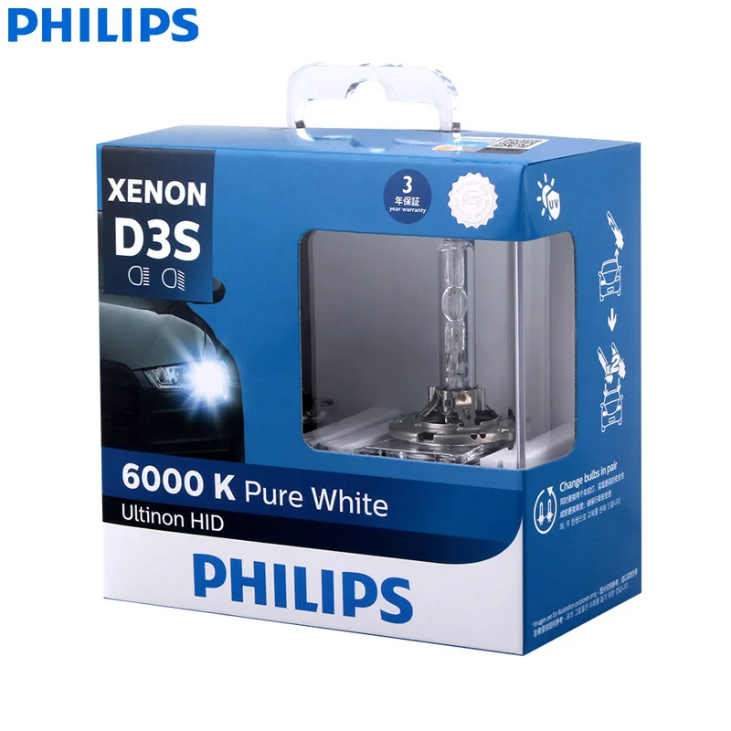 

Philips Ultinon HID D3S 42403WXX2 35W 6000K Cool White Light Xenon HID Headlight Car Bulbs Auto Fashion Lamps Made in Germany 2x