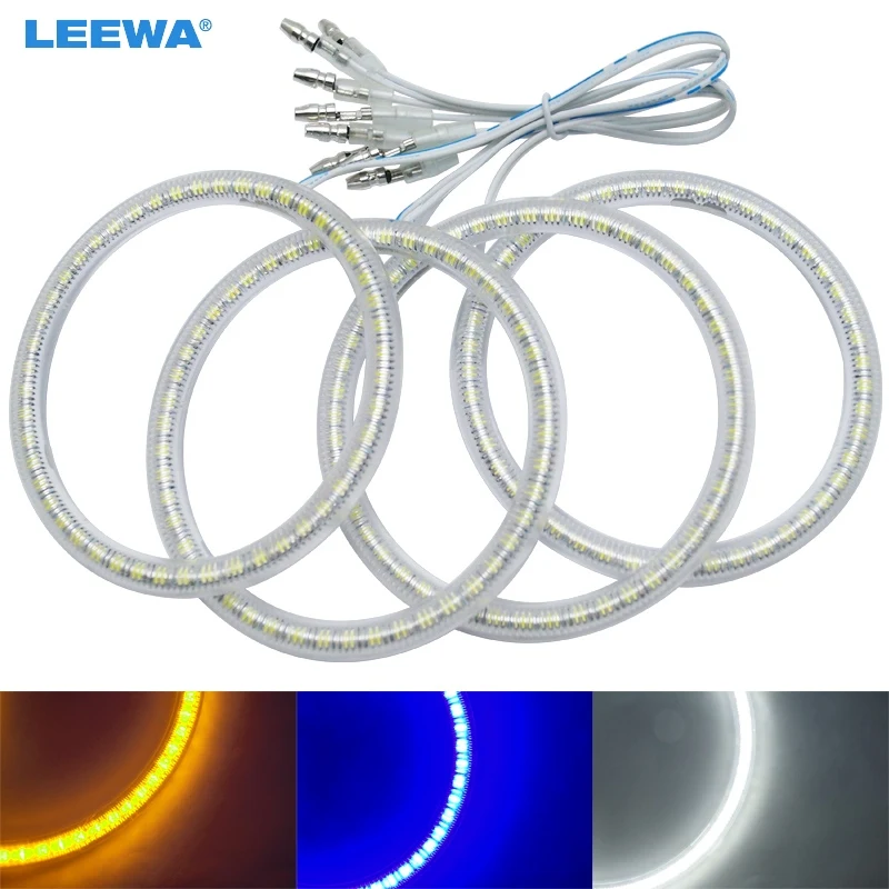 LEEWA 4X90mm For Lada VAZ 2110/2112 Car LED Halo Rings Angel Eyes DRL Head Lamp Light White/Blue/Yellow #CA1271