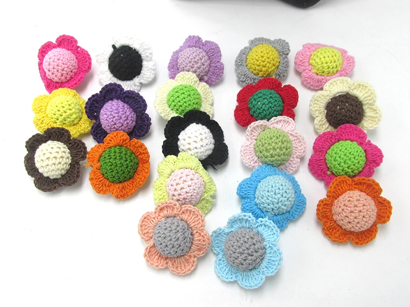 

Newest 100% Cotton Crochet Wood Flower Beads can mixed 20 colors