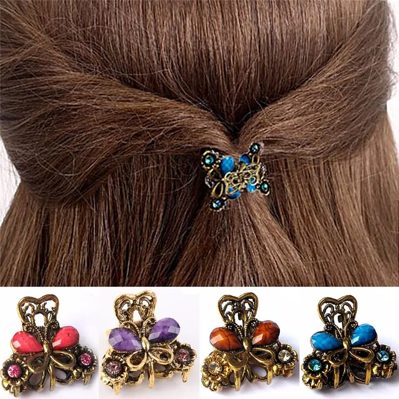 Retro Mini Butterfly Hair Claw Clip Headband For Lady Girls Women Fashion Hair Accessories Hairpins Crab 4 Clours