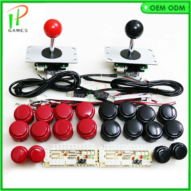 Arcade pack 2 players Zero Delay USB Encoder To PC +Arcade Joystick +Sanwa type Push Button for diy joystick kit jamma Mame