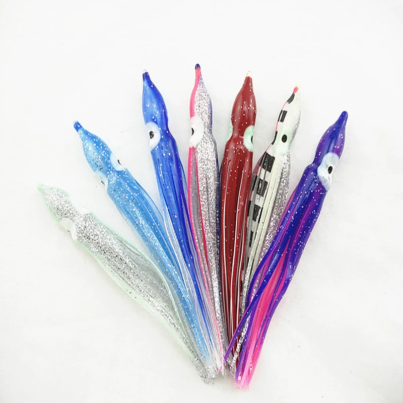 

10Pcs/Lot 10CM Octopus Lure,Squid Jigs Fishing Lure Soft Lure Sea Fishing Salt Water Big Game Bait Skirt Mixed Color