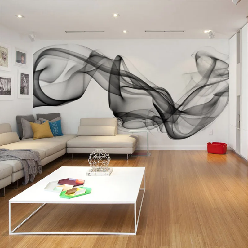 Custom Photo Wallpaper Modern 3D Wall Mural Wallpaper Black White Smoke Fog Art Design Bedroom Office Living Room Wall Paper