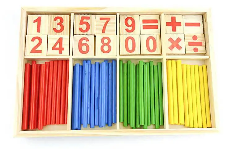 

Baby Toys Counting Sticks Education Wooden Toys Building Intelligence Blocks Montessori Mathematical Wooden Box Chil Gift