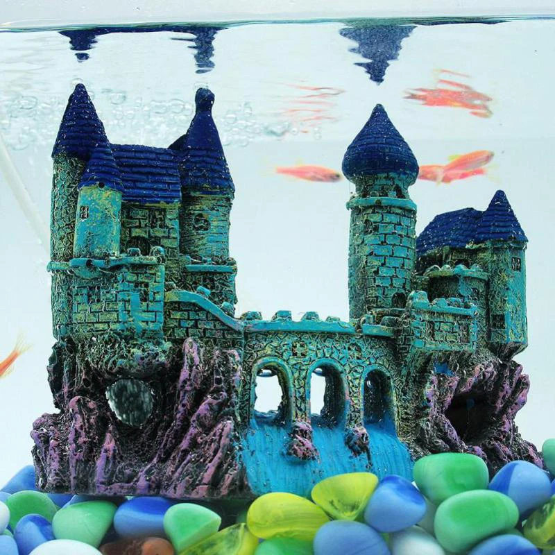 Beautiful Aquarium Decoration Ornament Ancient Castle Resin Background For Fish Tank Aquarium Accessories Live Fish Hide House