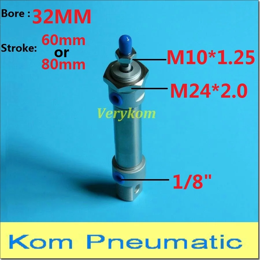 اسطوانة هواء صغيرة MA 32X80 32x60 من الفولاذ المقاوم للصدأ ، تعمل بالهواء المضغوط 32 مللي متر ، تجويف 60 مللي متر 80 مللي متر ، مكبس مزدوج المفعول 1/8 "Airtac