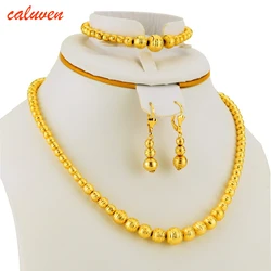 Hot Selling  Bead Necklace Earrings Bracelet Set Jewelry Ball For Women Gold Color Africa/Arab/Middle East/Ethiopian Gift