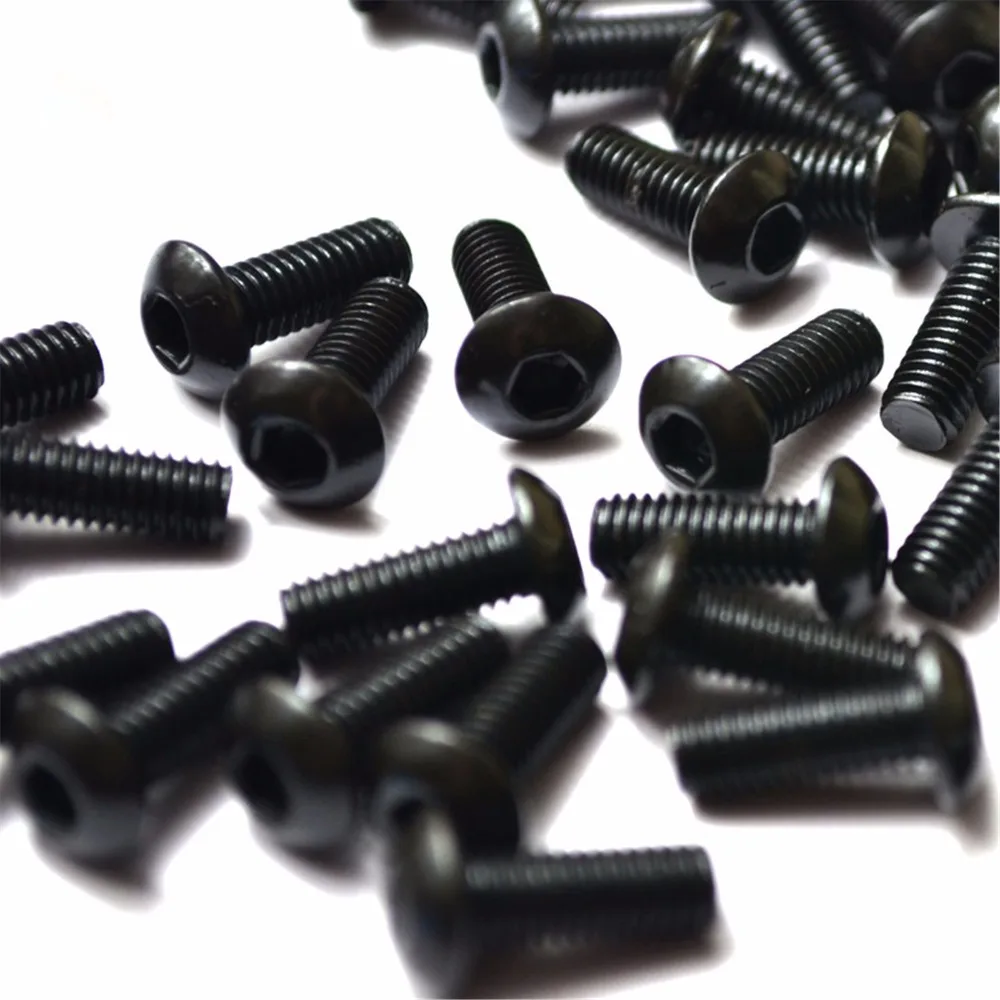 200PCS M3 Black 10.9 Button Dome Head Hex Socket Screw Round Head Bolts Mushroom Head Bolt M3*4/5/6/8/10/12/14/16/18/20/25/30mm