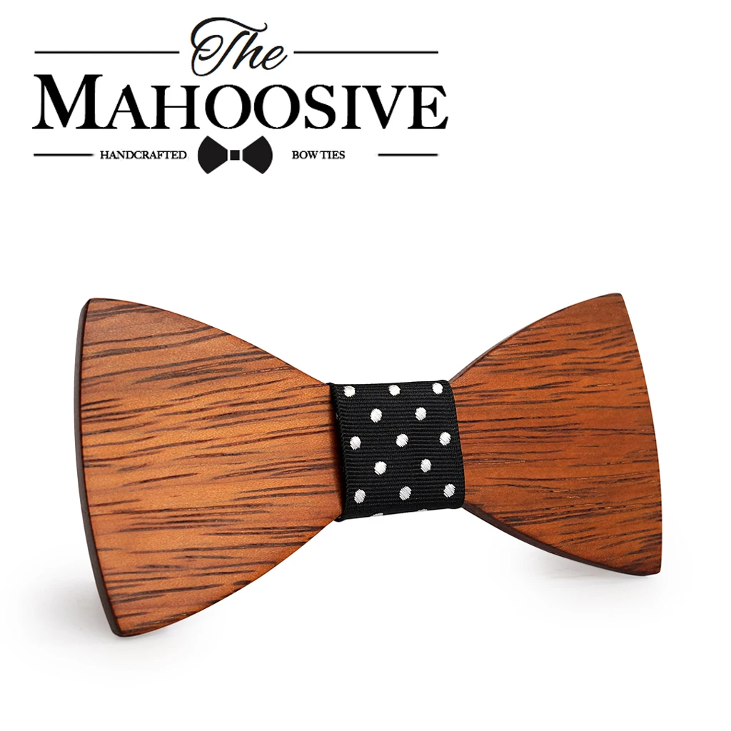 Mahoosive Gravata Plaid Wood Wooden Bow Tie For Man Wedding Butterfly Design Necktie for Wedding Groom