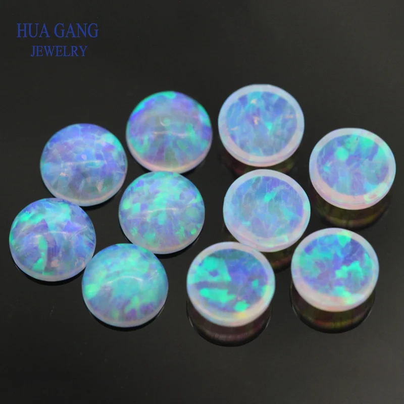Round Shape Cabochon Opal Flat Back FI13 Beads Synthetic Gemstones For Jewelry Making DIY 3.0mm~7.0mm