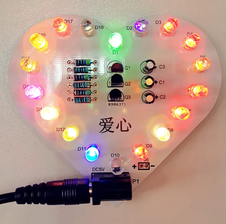 Heart shaped water lamp Electronic DIY fan  soldering kit welding