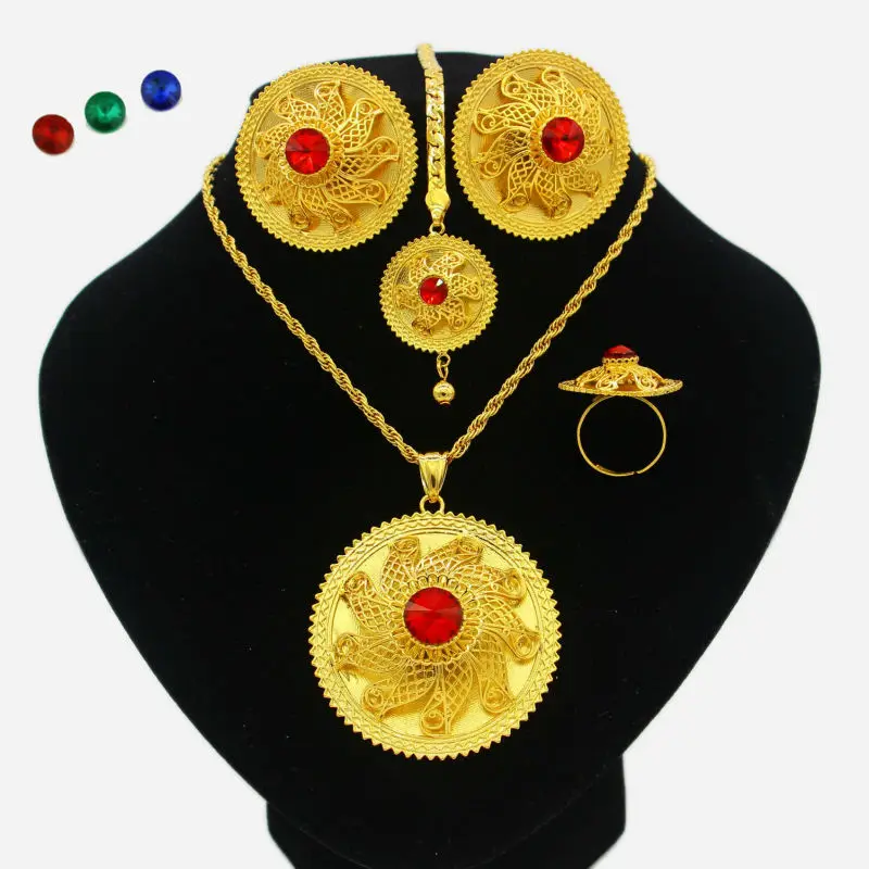 Adixyn New Ethiopian Wedding/Party Jewelry Sets Gold Color Jewelry Habesha African Women Party Gifts