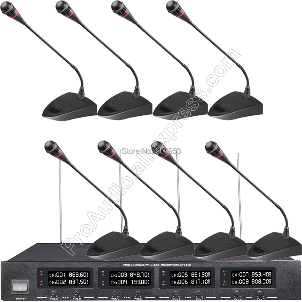 MICWL U2048 New Wireless Digital Gooseneck Conference Handheld Lavalier Microphone System Radio 8 Channel Design