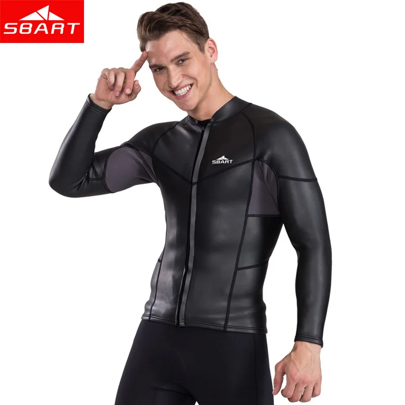 SBART 2MM Long Sleeve Neoprene Rash Guards Men Top Sunscreen UV Smoothskin Jacket For Swimming Jumpsuit Surfing Diving Wetsuits