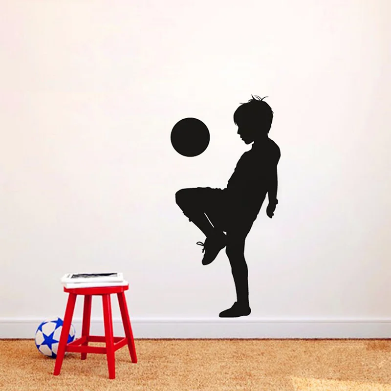 

Boy Playing Soccer Creative Wall Stickers Football Kids Wallstickers For Children Room Decoration