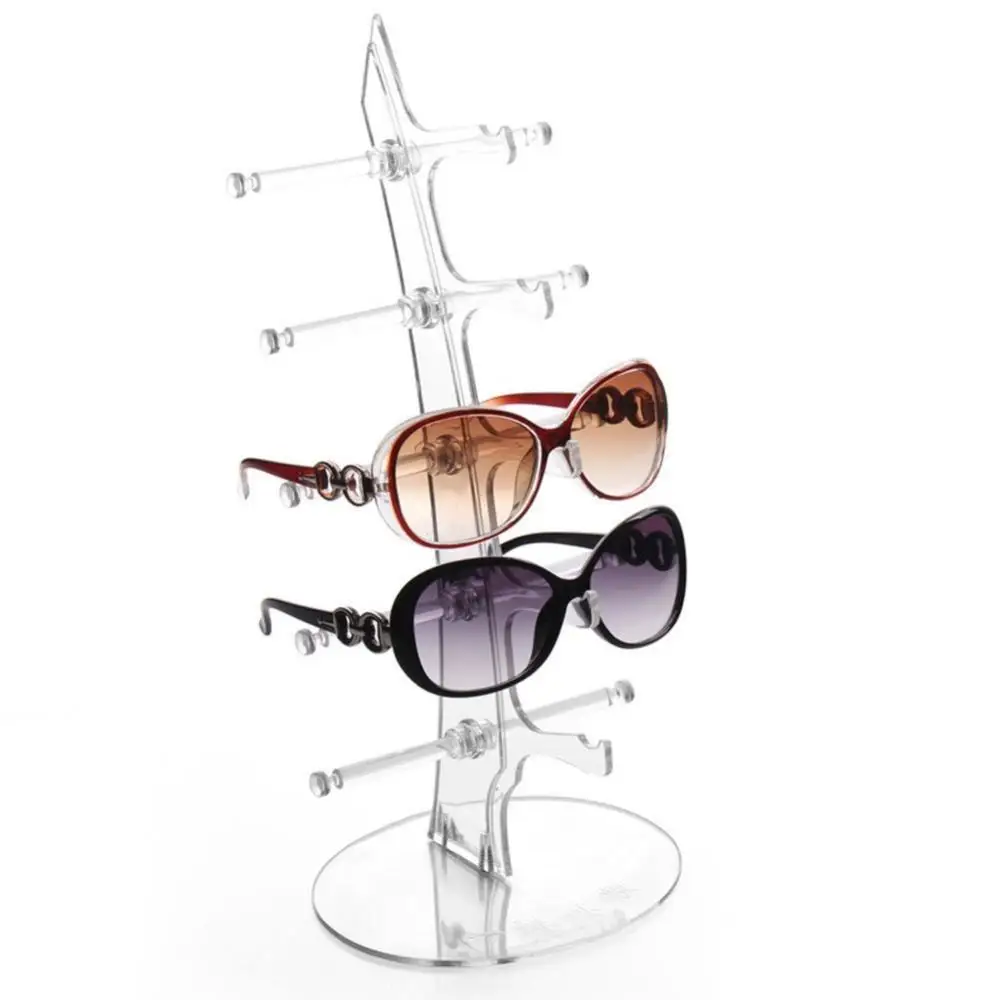 Portable Acrylic Charm Glasses Eyeglasses Display Rack Holder Frame Stand for Holding 5 Pairs Sunglasses