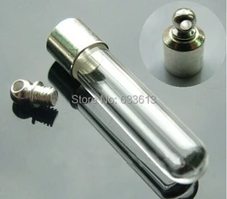 300pcs/lot rice art jewelry glass vial pendant mini glass bottle pendant screw cap wish bottle pendant