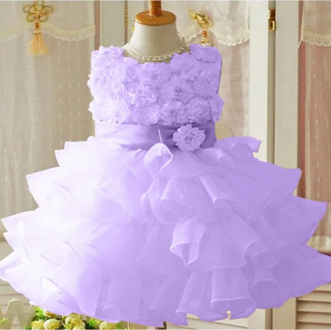 2016 new waist sleeveless dress lovely sweet young girl flower tutu bow princess dress Flower girl