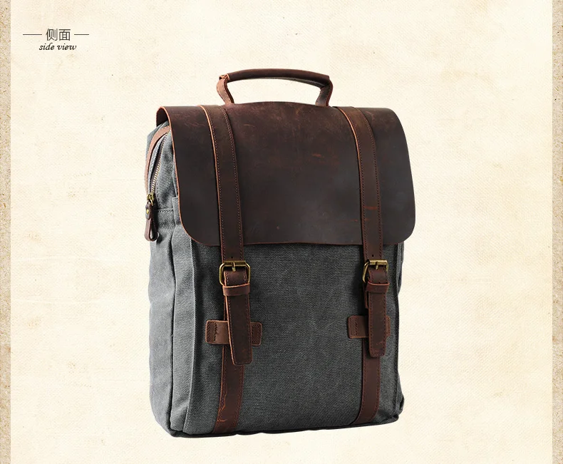 Vintage Fashion Backpack Leather military Canvas backpack Men backpack women school backpack school bag bagpack rucksack mochila