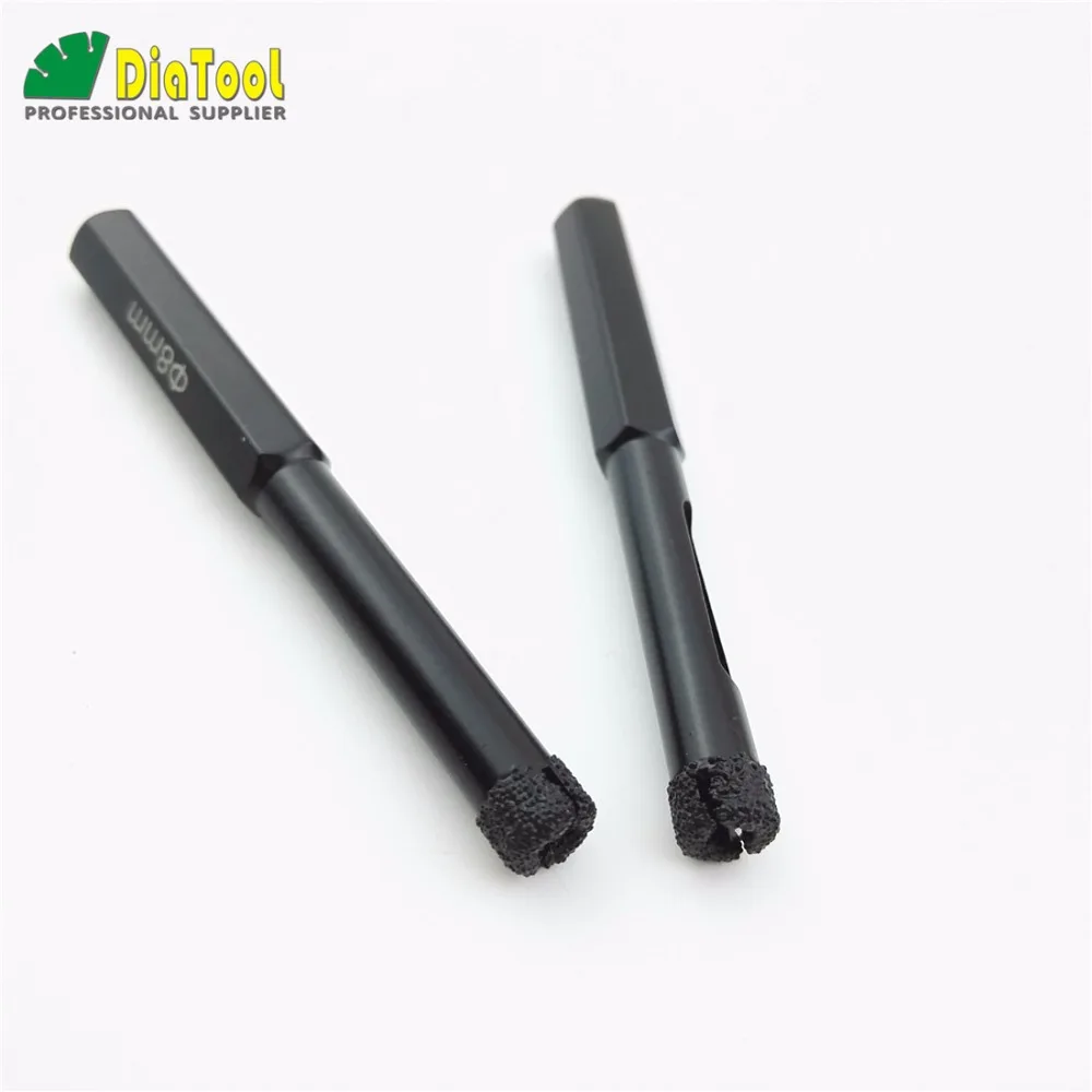 DIATOOL 2 unids Diámetro 8mm Hex mojado Vacío Soldadas brocas para taladrar mampostería de hormigón de granito de mármol del azulejo de cerámica