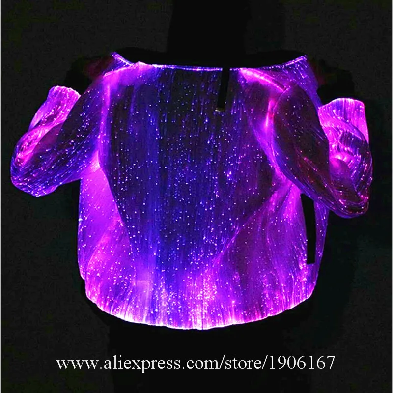 Led Luminous Fiber Optic Party Evening Jacket Colorful Led Light Up Stage Performance Dance Clothes Event Led Illuminated Wears