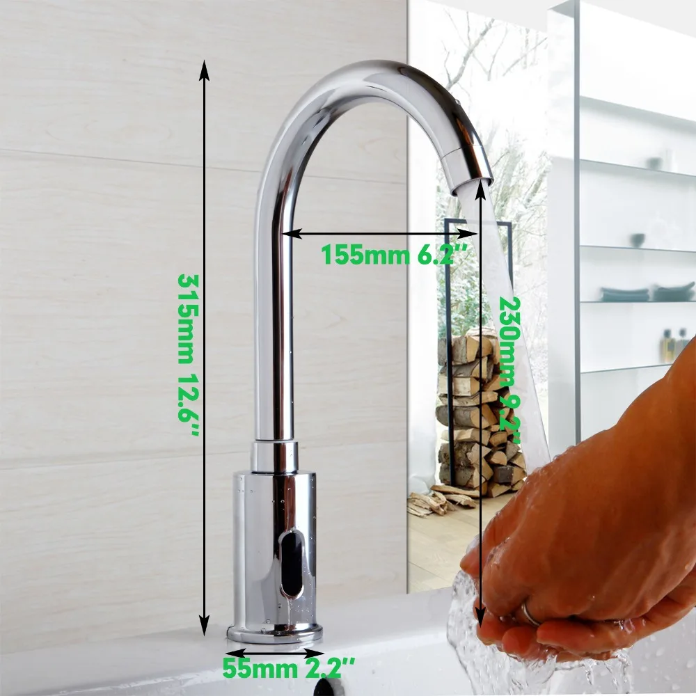 OUBONI New Auto-Sensor Faucet Modern Kitchen Bathroom Automatic Hands Touch Free Sensor Basin Chrome Brass Sink Mixer Tap Faucet