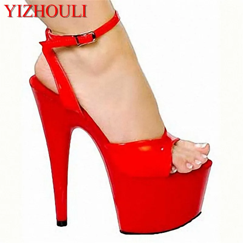 

Women's Super High Heels Crystal Ankle Strap Platform 17cm Sandals Sexy Nightclub Ladies Dance Shoes