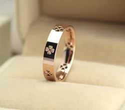 YUN RUO Rose Gold Color Piercing Lucky Clover Ring Never Fade Titanium Steel Fashion Jewelry 2017 New Design Woman Drop Shipping