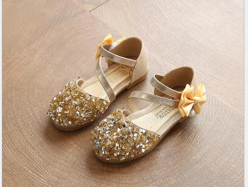 

New Spring Summer Girls Sandals Beaded Toe-cap Children Shoes PU Leather With Flowers Sweet Fashion Kids Sandals size 27-36