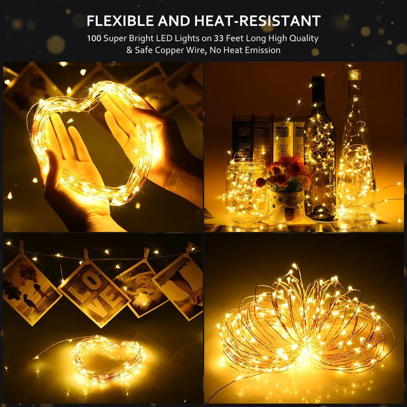 5/10M Led String Lights Zilver/Koperdraad Guirlande Aangedreven Door 5V Batterij Usb Fairy Light thuis Kerst Bruiloft Decoratie