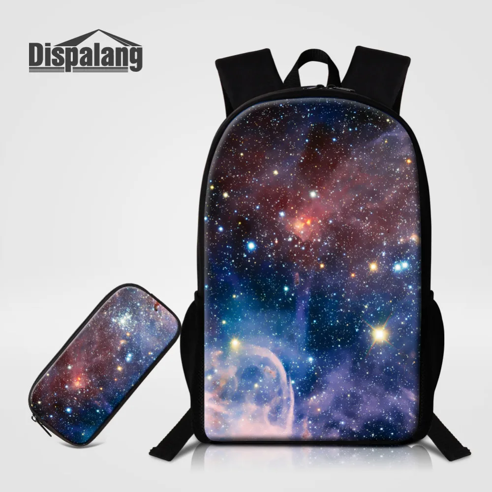 

2 Pcs/set Women Backpack Galaxy Star Universe Space Printing School Bag For Teenagers 16 Inch Schoolbag with Kids Pencil Bag