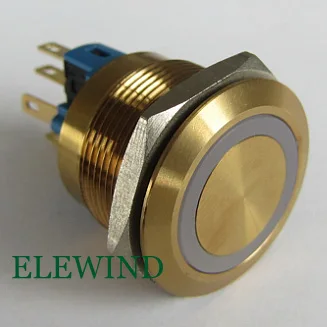 ELEWIND 22mm metal Stainless steel champagne surface golden momentary surface push button switch(PM221F-11E/B/12V/CS)